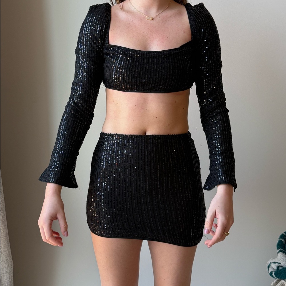Two piece black sparkly set